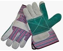 Gloves Double Leather Palm Elastic Cuff Large-2pack