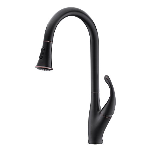 Kitchen Faucet with Pull Down Sprayer Oil Rubbed Bronze Delle Rosa Elegant Single Handle Solid Brass Pull Out Pre-rinse Sprayer Kitchen Sink Faucet