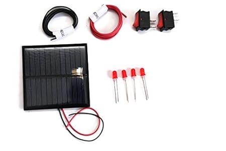 Electronicspices 6v-100 Mah Diy Solar Panel in Square Shape with 4 LED, 2 on/off Switch, 2 Meter Wire (70 x 70 x03 mm)