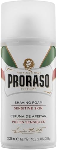 Espuma afeitar, 300 ml, crema afeitar que protege la piel sensible, gel afeitar nutritivo con extractos de avena y té verde, blanco