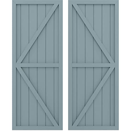Ekena Millwork ARW102BF621X58SBH Americraft Six Exterior Real Wood Two Equal Pa…