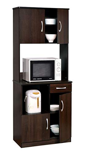 Major-Q 70" H Espresso Finish Wooden Baker's Rack Buffet Console Kitchen Cabinet, 9012258
