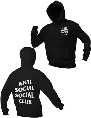 Graphic Impact Inspired Anti Social Social Club Printed Hooded