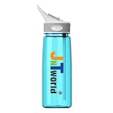 jntworld Sports Water Bottle, 800mL BPA Free Water Bottle with Straw and Handle for Kids/Adult Gym/Outdoors/Indoors, Blue