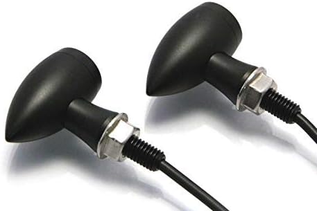 Motorcycle LED Matt Black Indicators Universal Turn Signals - Bullet Style x2, D: 20mm | L: 42mm | 8mm thread - Image 5