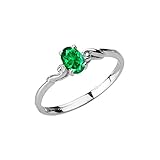 Dainty 14k White Gold Genuine Emerald Swirled