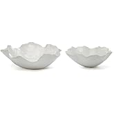 Two's Company YCH102W-S2 S/2 Freeform Ceramic Bowl (Food Safe)-Ceramic Vases, White