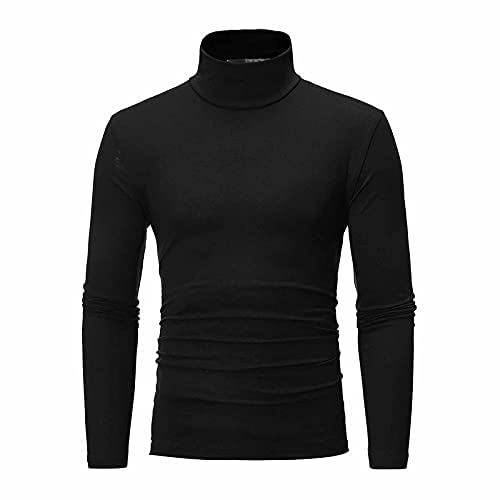 Camiseta Negra Cuello Playeras Con Cuello Alto Producto: Men's Turtleneck  Top Slim Fit