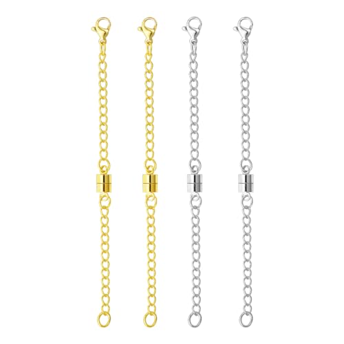 OHINGLT Adjustable Necklace Extender Magnetic Jewelry Clasps and Closures, Gold and Silver Necklace Extenders for Women