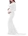 Saslax Maternity Elegant Fitted Maternity Gown Long Sleeve Slim Fit Maxi Photography Dress Off White L