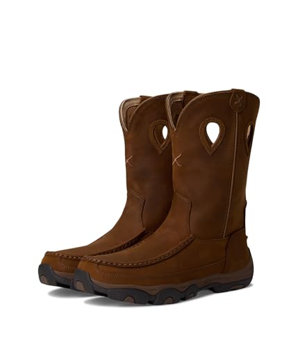 Twisted X Men's 11" Pull On Hiker Boot, Moc Toe, Distressed Saddle & Saddle, 9 W