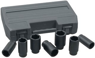 Click Here to See More Images 7 Pc 6 Pt 1/2Inch Drive Metric Axle Nut Socket Set-2pack