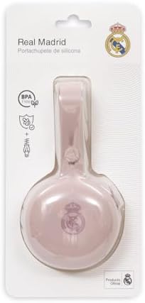 - Porta-chupetas de silicone rosa Real Madrid |Seguro para Micro-ondas |Seguro para Máquina de Lavar Loiça|Livre de BPA