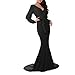Women's Mermaid V-Neck Long Sleeve Halloween Party Maxi Dress With Belt, Black, XL