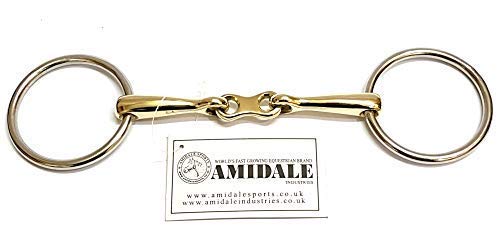 Amidale Loose Ring French Link Copper Mix Snaffle Bit S/S German Silver Flat Link 5.50 Inches
