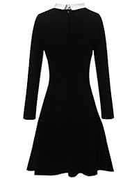 Vestido de manga larga Aphratti, para mujer, con cuello estilo Peter Pan, manga larga y vuelo, informal.