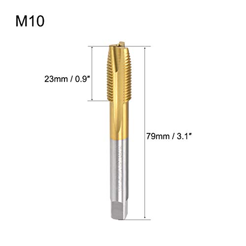 uxcell Metric Machine Tap M10 Thread 1.25 Pitch H2 3 Flutes Titanium