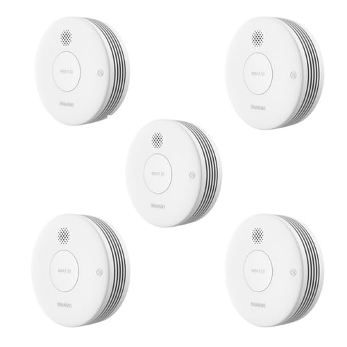 SIEMENS - Siemens Delta reflex - Set completo di 5 rilevatori di fumo 5TC1292-8 Siemens, con batteria da 10 anni, colore: Bianco