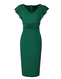 VFSHOW - Vestido de mujer elegante con funda de volante para trabajo, oficina, fiesta, fiesta