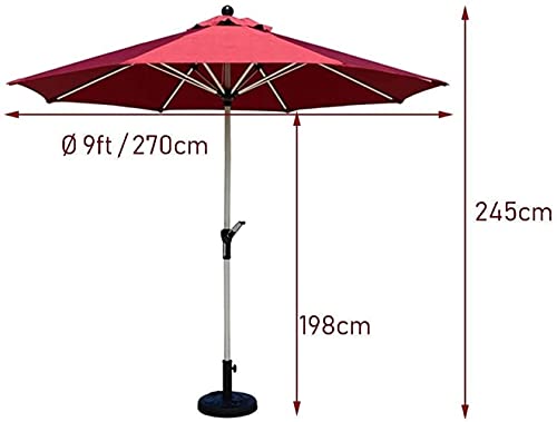 CCLLA Outdoor Garten Sonnenschirme 9-Fuß-Patio Outdoor Aluminium Markt Tischschirm mit Kurbel – Bild 4