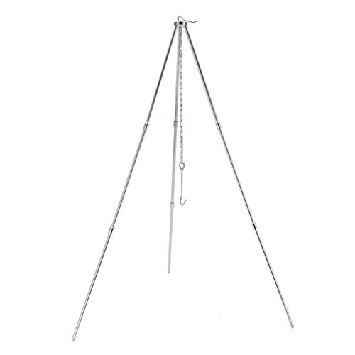 WINOMO Camping Tripod Campfire Grill Stand Hanging Pot Folding Outdoor Picnic Tools with Chains