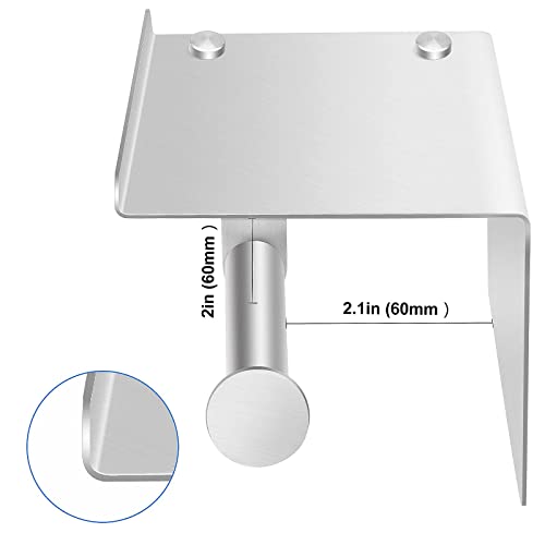 Bosszi Wall Mount Toilet Paper Holder, SUS304 Stainless Steel Bathroom Tissue Holder with Mobile Phone Storage Shelf, Brushed Aluminum