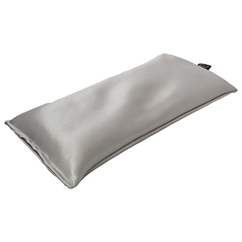 Eye Pillow Vacation Organic Flax Seed Filled, Microwavable Unscented Eye Pillow - Silver -Ultra Silky Satin