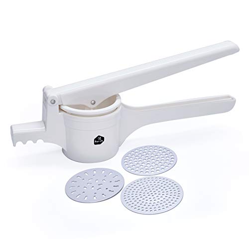 Nurch Potato Ricer, Fruit and Vegetables Masher Food Ricer Large Capacity with 3 Interchangeable Discs for Fine to Coarse Professional Baby Food Strainer and Press with Ergonomic Comfort Grip