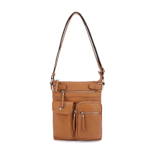 JESSIE & JAMES Robin Multipocket CCW Crossbody Bag with Lock and Key - Cognac at Amazon