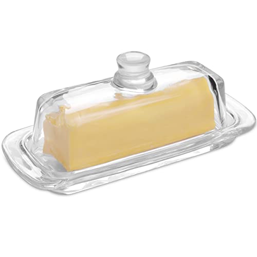 Gusnilo Glass Butter Dish,Classic Butter Transparent Tray Butter Stick
