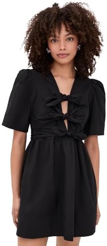 ganni black stretch cotton dress Stretch Cotton Buttoned Mini Dress