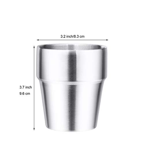 ATREASURE Set of 8 Stainless Steel 18/8 Cups Double Wall Double Walled Coffee Tumbler Kids Drinking Cups Dishwasher Safe 10 oz