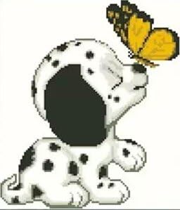 Qihu's 5d Crystal Diamond Painting DIY Counted Paint By Number Kits, Dalmatian Spotted Dog Play with Butterfly Picture