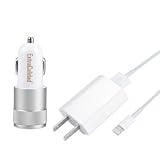 Generic 5V 2.1A US USB Plug Travel Adapter Wall Fast Car Charger Set (White)