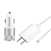 Generic 5V 2.1A US USB Plug Travel Adapter Wall Fast Car Charger Set (White)