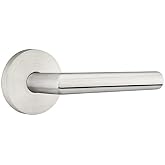 Emtek Passage, Disk Rosette, Stuttgart Lever, Brushed Stainless Steel, LH