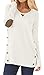 Womens Faux Suede Long Sleeve Round Neck Blouse Buttons Casual Plain Cotton Tunic Tops Oatmeal M