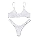 KOFUN Womens Bikini Set Swimwear Brazilian Padded Top Swimsuit Solid Color Triangle Bottom White Large