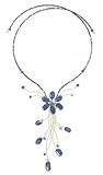 Lapis lazuli flower necklace, 'Jungle Blossom' - Hand Crafted Thai Floral Lapis Lazuli Necklace