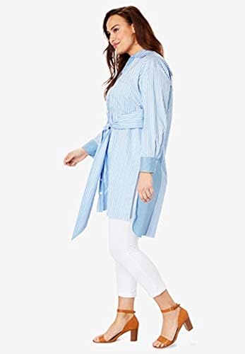 Roamans Women's Plus Size Tie-Front Ultra Tunic With High-Low Hem