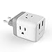 European Travel Plug Adapter,TECKIN Power Adapter with 3 American Outlets & 2 USB Ports,5 in 1 US to EU Power Outlet Adapter ,Type C Plug for German,Italy,France,Spain,White