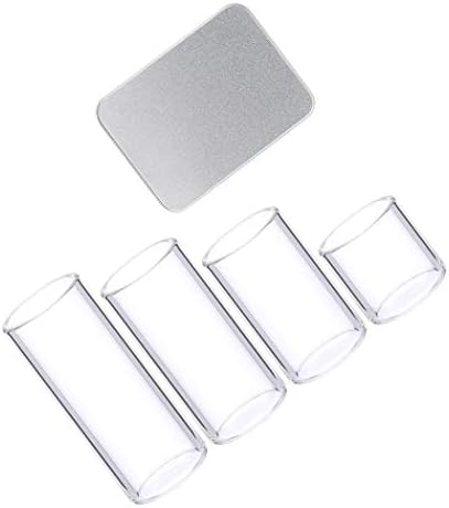 Xhuan 4 Pieces Glass Slide Set with Metal Box for Guitar, Bass