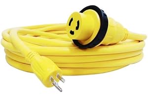 Marvine RV/Boat Shore Power Extension 25FT 15 Amp to 30 Amp NEMA 5-15P to L5-30R Twist Lock Female with LED Power Indicator &