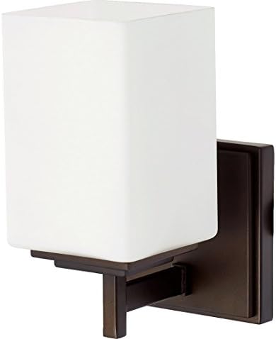 Quorum Lighting 5484-1-86, Delta Glass Wall Sconce Lighting, 1LT, 75 Watts, Oiled Bronze