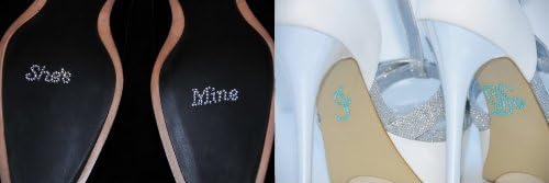 2 Wedding Rhinestone Shoe Decals Stickers - "I Do" & "She's Mine" UO0039