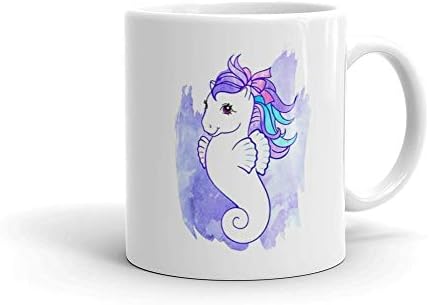 Retro G1 My Little Pony Watercolor Sea Pony 11oz White Ceramic Equestrian Travel Gear Coffee Tea Cup For Lovers Owners of Ponies