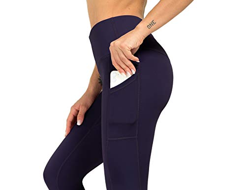 ZIIIIIZ High Waist Yoga Pants for Women Tummy Control Workout Athletic Compression Leggings with Pockets for Women(Navy-M)