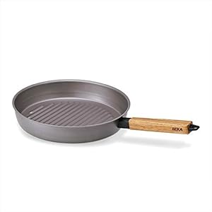 Beka Carbon-staal grillpan inductie en barbecue, ijzeren pan 28 cm, met hittebestendige handgreep van hout, zonder…
