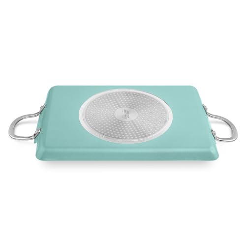 JadeCook Comal Sarten Antiadherente Parrilla Rectangular Xl de 36cm con 6 Capas de Recubrimiento Mango de Acero Inoxidable