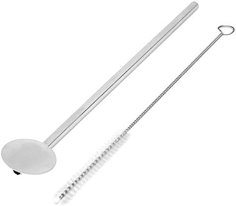 Creative Reusable Drinking Straws Spoon Stainless Steel Drinking Straw Cocktail Stirring Spoon Bar Tools with Cleaning Brush - 01